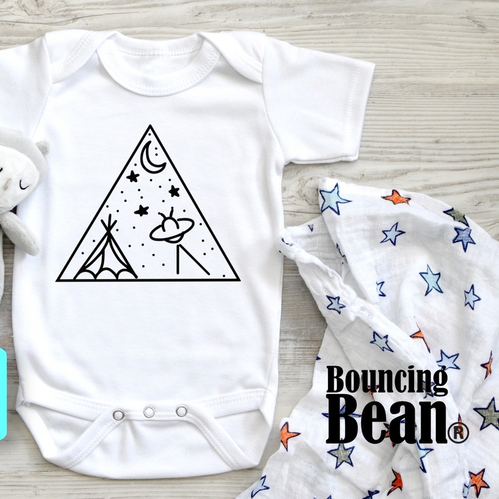 Alien scene on a baby onesie, baby bodysuit onesie shirt